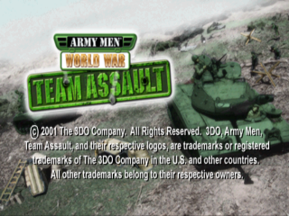 Army Men World War Team Assault title screen for Playstation